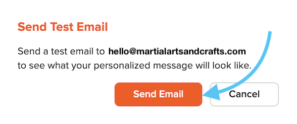 send test email button in bookedin