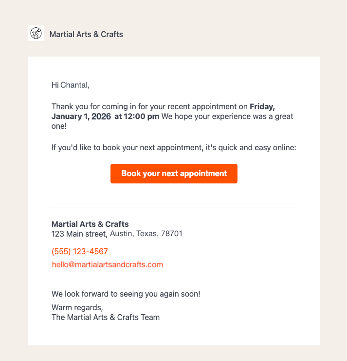 sample Thank You Email a client receives